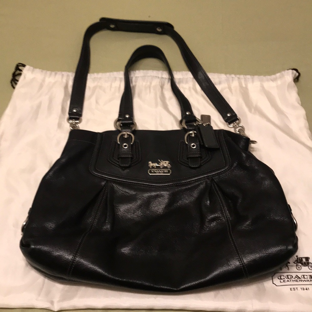Coach black leather bag